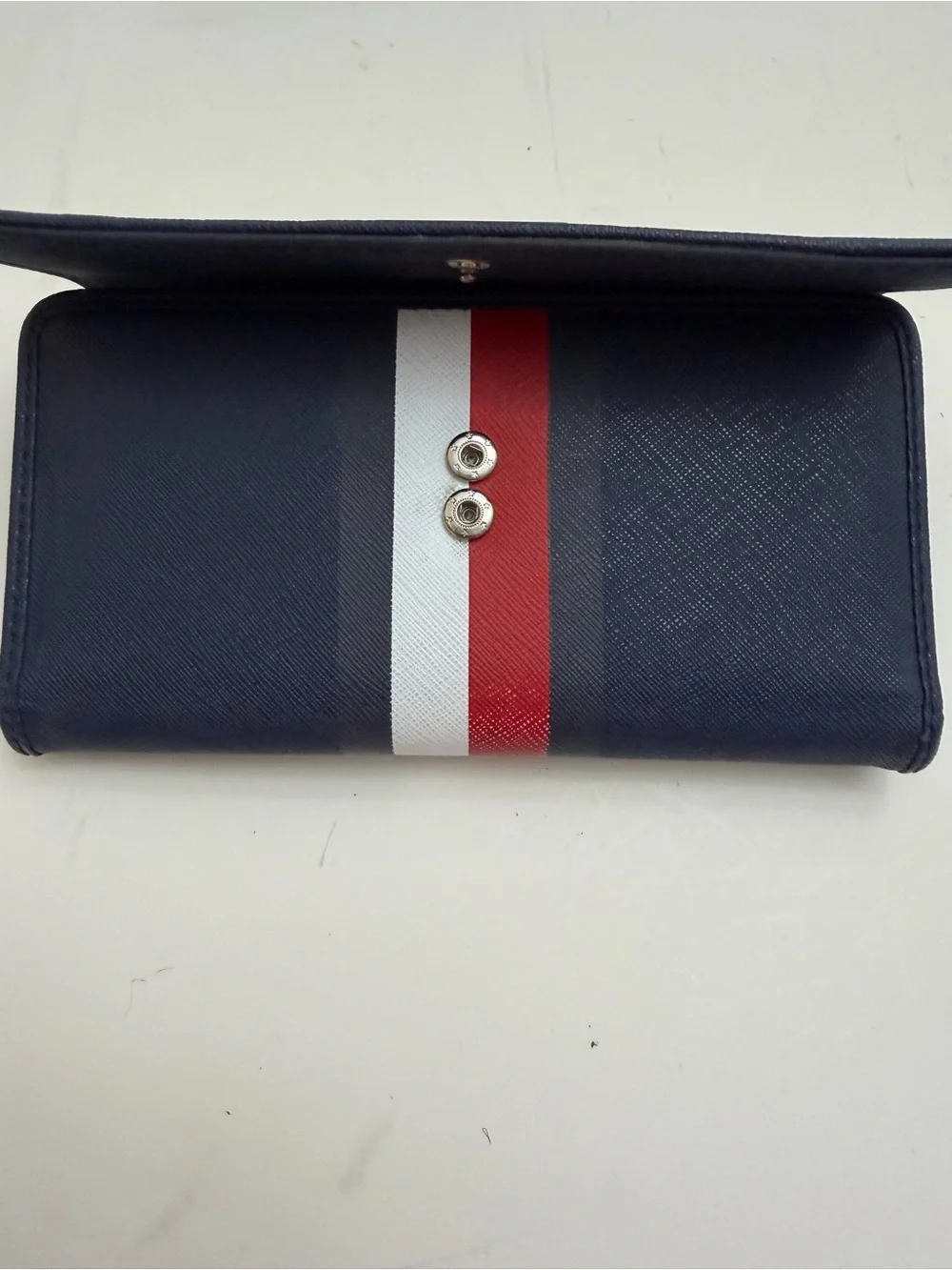 Tommy Hilfiger Navy Wallet with Red and White Center Stripe